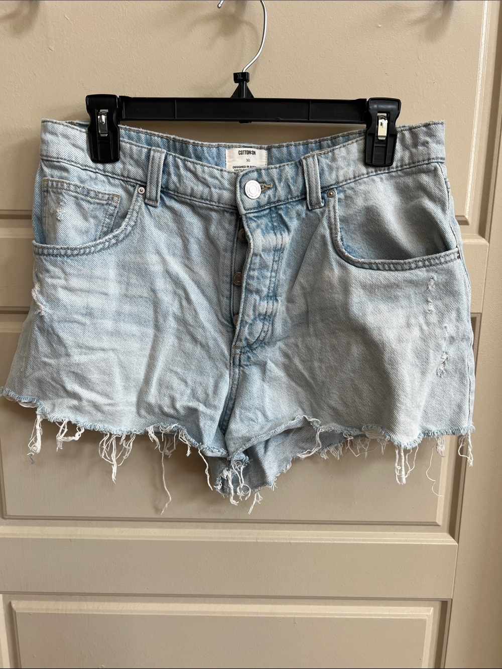 Cotton On Distressed Denim jeans Shorts Sz 30 summer vacation relaxed fit